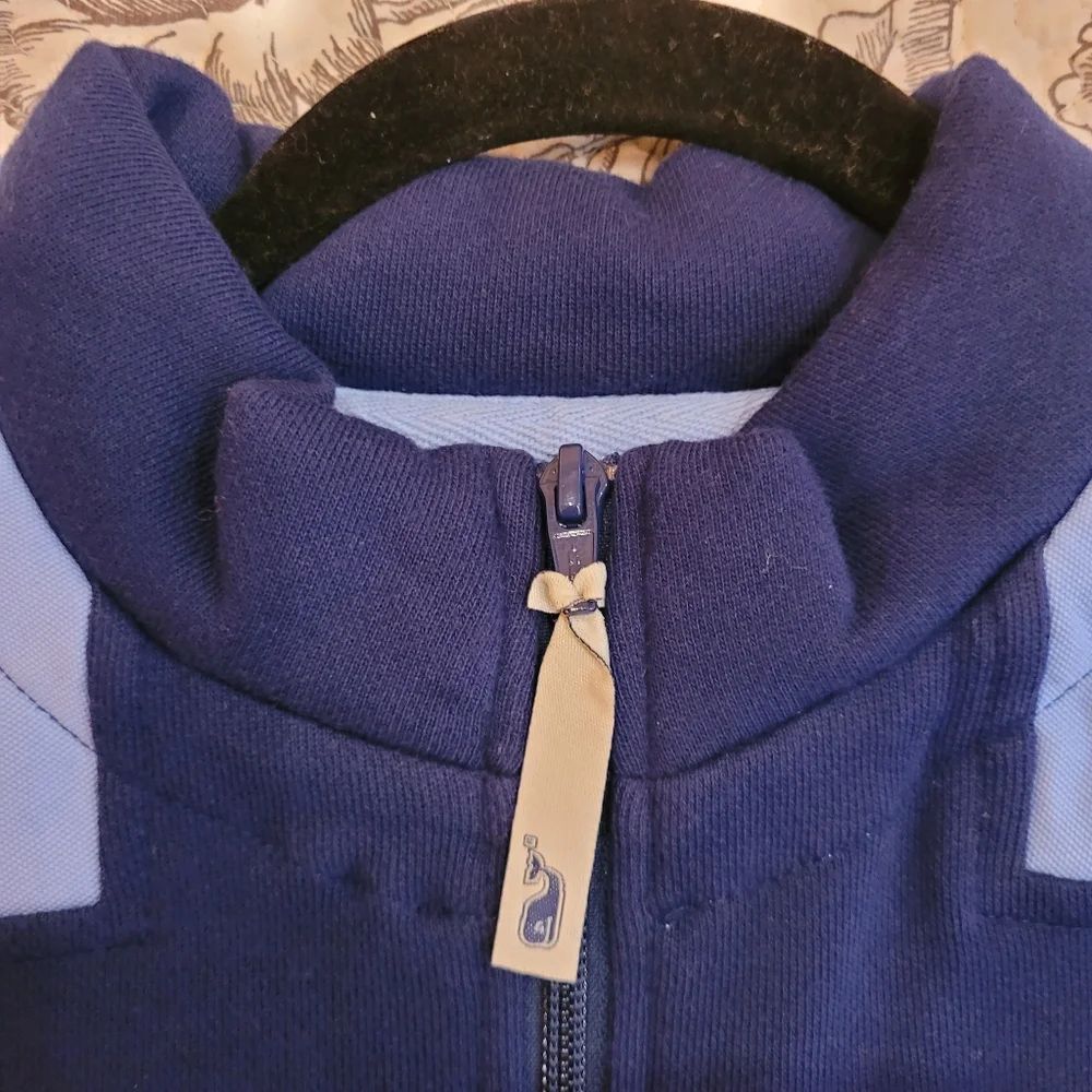 Vineyard Vines Men's 1/4 Zip-Up Sweater in Navy and Light Blue Sz Small - Picture 14 of 14